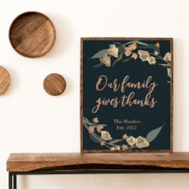ファームハウスネイビーボタニカルサンクスギビング引用文ファミリー ポスター