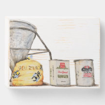 ファームハウスハニージャーとスパイスウッドボックスサイン