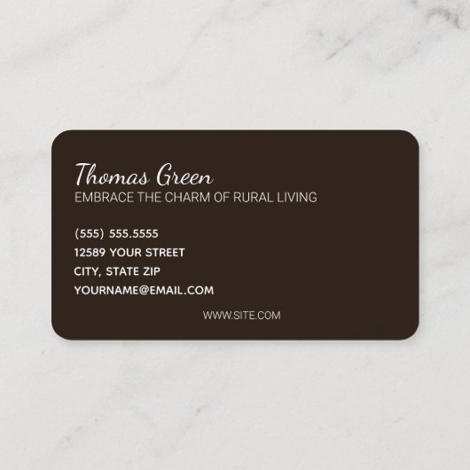 ファームハウスバケーションカスタムレンタル写真 名刺 (裏面)