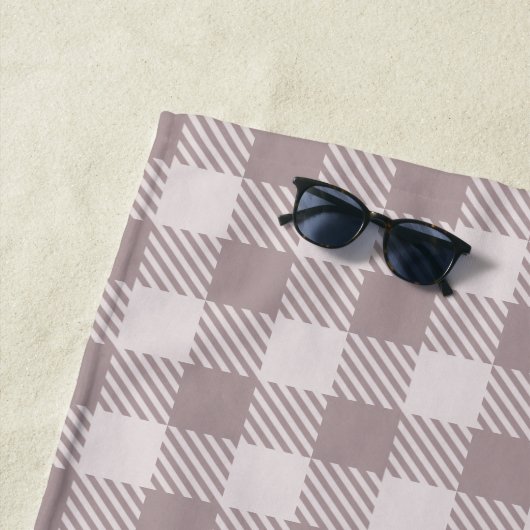 ファームハウスバッファローチェックプレイドベージュモノグラム ビーチタオル (インサイチュ)