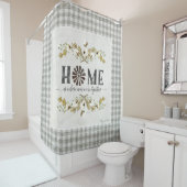 ファームハウスバッファローチェックホームコットンウォーターカラーアート シャワーカーテン (インサイチュ)