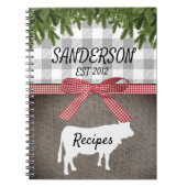 ファームハウスバッファローチェック素朴カウ|クリスマス ノートブック (正面)