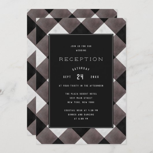 ファームハウスバッファロープレイドチェックウェディングレセプション 招待状 (正面/裏面)