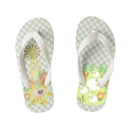 ファームハウスバッファロープレイド。キッドビーチサンダル キッズビーチサンダル (フットベッド)