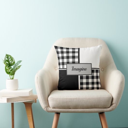 ファームハウスバッファロープレイド クッション (椅子)