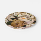 ファームハウスバ素朴ラップ雪だるまポインセティアホリデイ ペーパープレート (アングル)