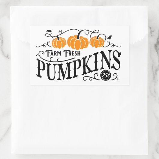 ファームハウスパンプキンパッチ 長方形シール (バッグ)