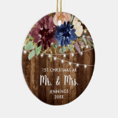 ファームハウスパーソナライズされたライト第1回クリスマスミセス セラミックオーナメント (右)