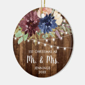 ファームハウスパーソナライズされたライト第1回クリスマスミセス セラミックオーナメント (左)