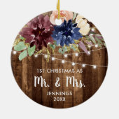 ファームハウスパーソナライズされたライト第1回クリスマスミセス セラミックオーナメント (裏面)