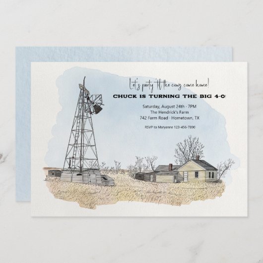 ファームハウスパーティの招待状 招待状 (正面/裏面)