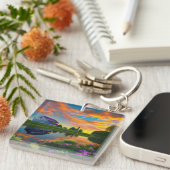 ファームハウスパープルルーフポンドアットサンライズ キーホルダー (正面右)