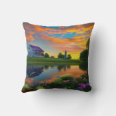 ファームハウスパープルルーフポンドアットサンライズ クッション (裏面)