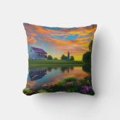 ファームハウスパープルルーフポンドアットサンライズ クッション (正面)