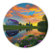 ファームハウスパープルルーフポンドアットサンライズ セラミックノブ (正面)