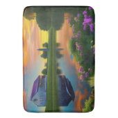 ファームハウスパープルルーフポンドアットサンライズ バスマット (正面縦)