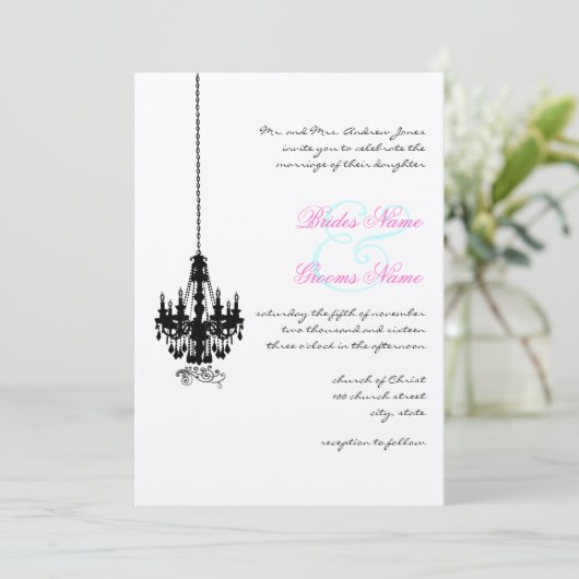 ファームハウスビクトリアンシャンデリアダマスウェディング 招待状 (スタンド正面)