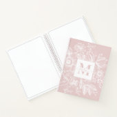ファームハウスピオニーモノグラムネイビーフランスのライトピンク ノートブック (内部)