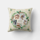 ファームハウスファミリーフォトウォーターカラーパインリースウッド クッション (裏面)