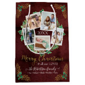 ファームハウスファミリーフォトメリークリスマスリースウッド ミディアムペーパーバッグ (正面)