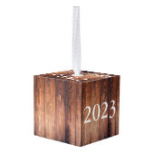 ファームハウスファミリーフォト&ディアー〔雄ジカの〕枝角イニシャル キューブオーナメント (裏面アングル)