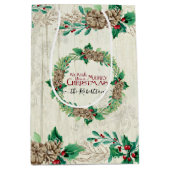 ファームハウスファミリーメリークリスマスパインコーンリース ミディアムペーパーバッグ (正面)