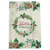 ファームハウスファミリーメリークリスマスパインコーンリース ミディアムペーパーバッグ (裏面)