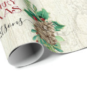 ファームハウスファミリーメリークリスマスリースパインコーン ラッピングペーパー (ロールコーナー)