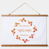 ファームハウスファミリー名ウェルカムサイン 吊り下げ型タペストリー (正面)