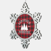 ファームハウスファミリー名レッドバッファロープレイド スノーフレークピューターオーナメント (右)