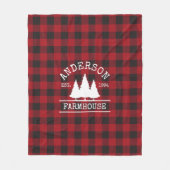 ファームハウスファミリー名レッドバッファロープレイド フリースブランケット (正面)