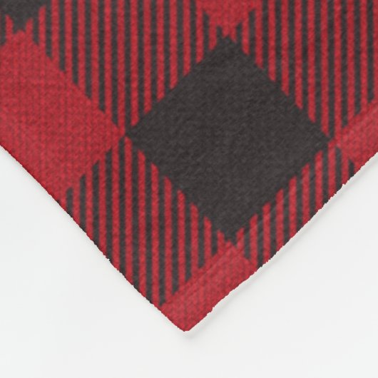 ファームハウスファミリー名レッドバッファロープレイド フリースブランケット (角)