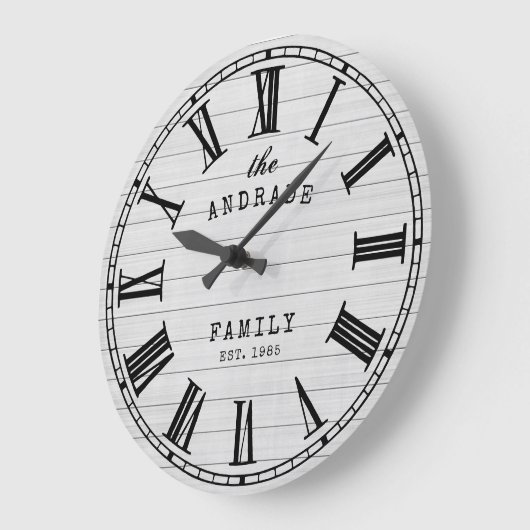 ファームハウスファミリー名素朴ホワイトウッドカントリー ラージ壁時計 (傾斜)