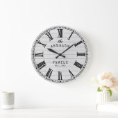 ファームハウスファミリー名素朴ホワイトウッドカントリー ラージ壁時計 (ホーム)