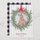 ファームハウスフォトクリスマスリースバッファローチェック シーズンカード (正面/裏面)