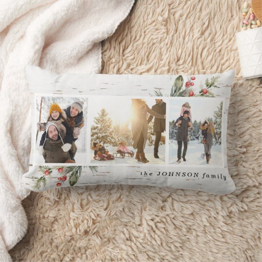 ファームハウスフォトコラージュプレイドクリスマス ランバークッション (ブランケット)