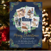 ファームハウスフォトリース素朴クリスマスネイビーウッド シーズンカード