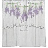 ファームハウスフランスのラベンダーバンドルグリーンボウ シャワーカーテン (正面)