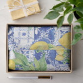 ファームハウスフランスのレモンブルーnホワイトタイルデコップページ 薄葉紙 (ギフト)