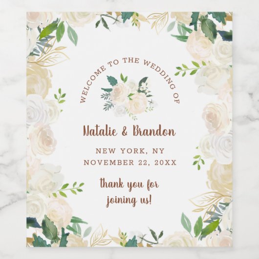 ファームハウスフレッシュカントリー素朴ウェディングウェルカム ワインラベル (シングルラベル)