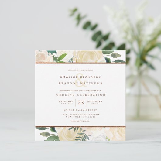 ファームハウスフレッシュ素朴カントリーウェディングスクエア 招待状 (スタンド正面)