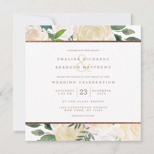 ファームハウスフレッシュ素朴カントリーウェディングスクエア 招待状 (正面)