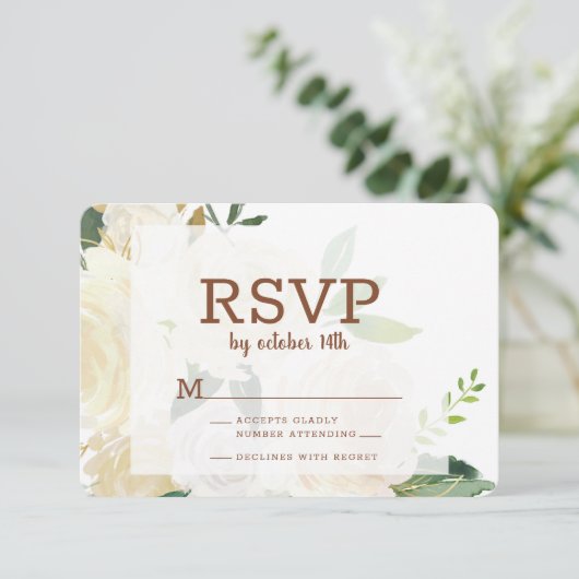 ファームハウスフレッシュ素朴カントリーフローラウォーターカラー 出欠カード (スタンド正面)