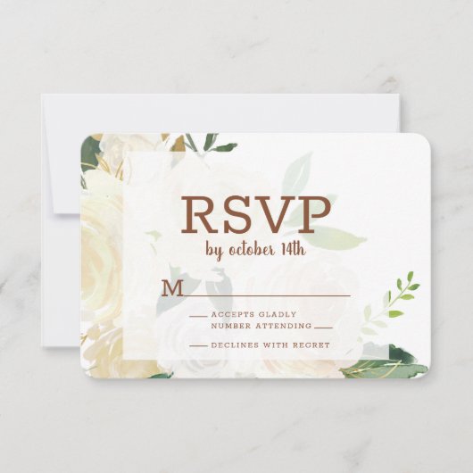 ファームハウスフレッシュ素朴カントリーフローラウォーターカラー 出欠カード (正面)