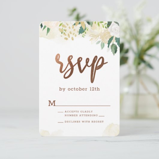 ファームハウスフレッシュ素朴カントリーフローラ銅 出欠カード (スタンド正面)