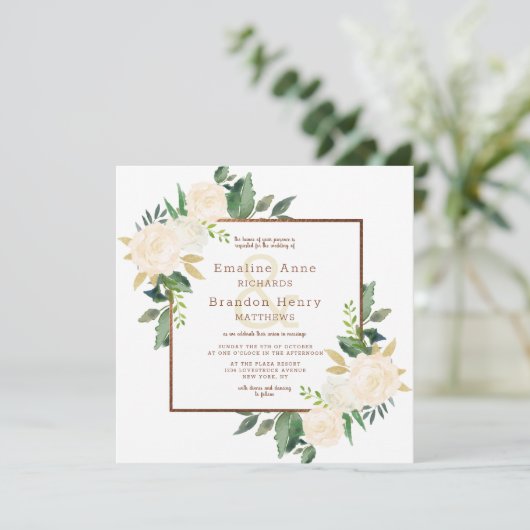 ファームハウスフレッシュ素朴カントリー秋スクエア結婚 招待状 (スタンド正面)