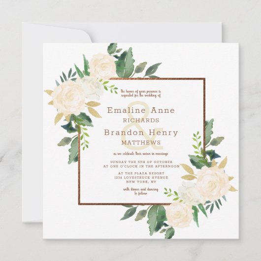 ファームハウスフレッシュ素朴カントリー秋スクエア結婚 招待状 (正面)