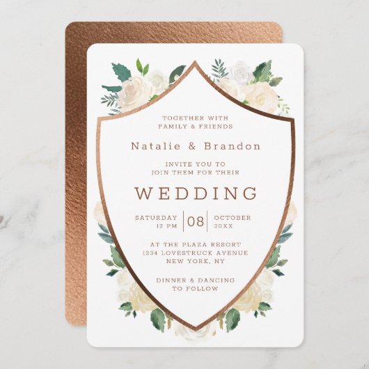 ファームハウスフレッシュ素朴秋クレストフレーム結婚ズ 招待状 (正面/裏面)