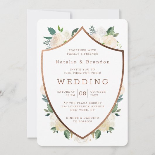 ファームハウスフレッシュ素朴秋クレストフレーム結婚ズ 招待状 (正面)