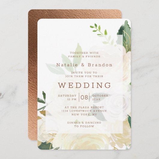 ファームハウスフレッシュ素朴秋ヴィンテージフレーム結婚ズ 招待状 (正面/裏面)